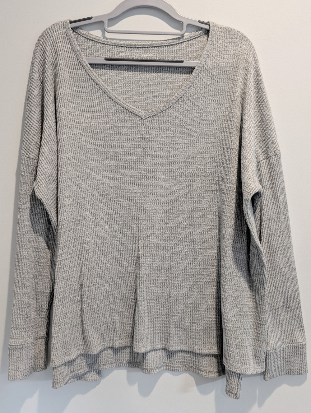 AE Waffel Knit Grey Oversized Sweater - Medium